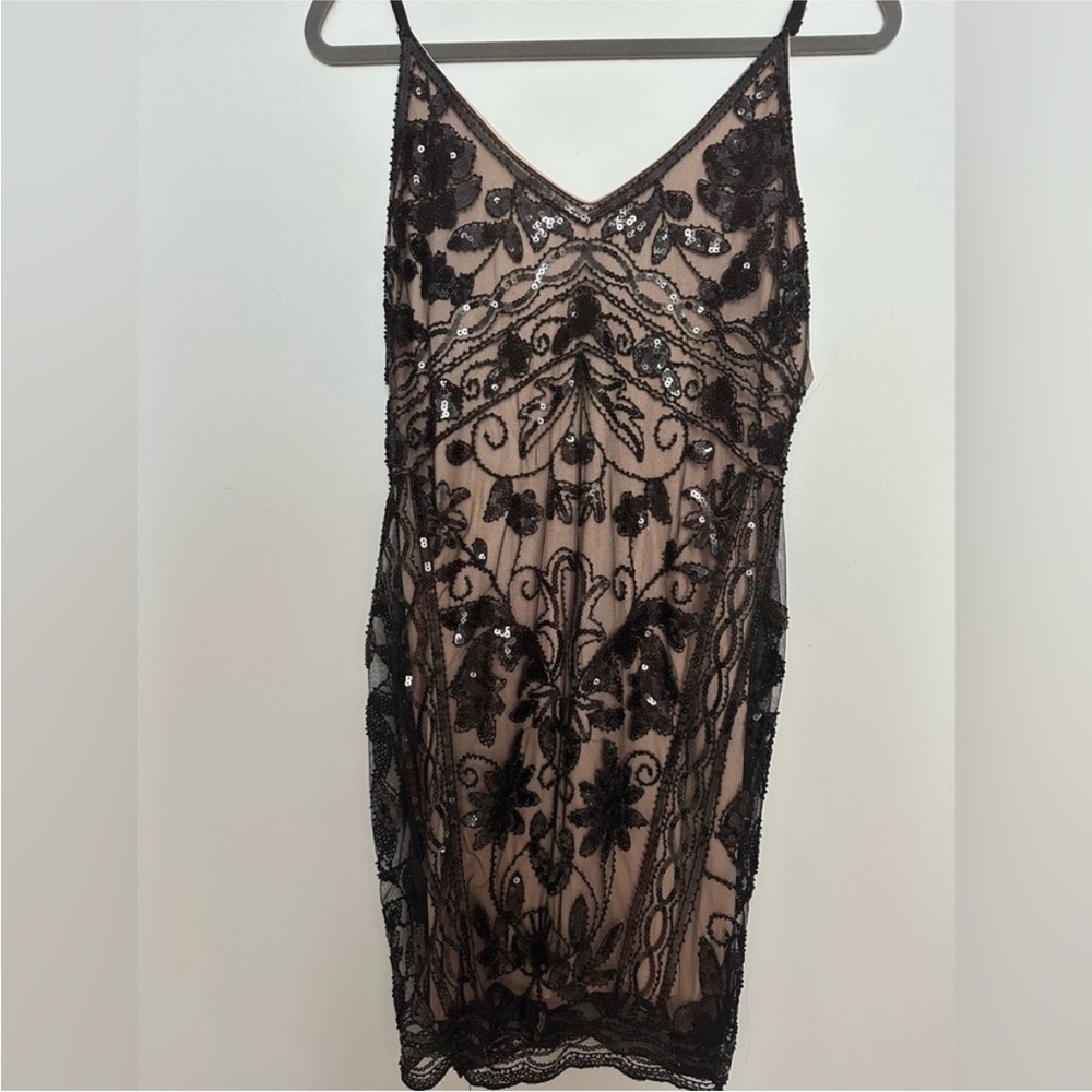 Lulu's Black Sequin Lace Dress